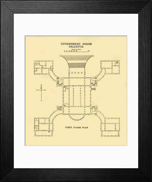 Framed Print : Government House Calcutta - First Floor Plan, 1925. Creator: Unknown Framed Print : Government House Calcutta - First Floor Plan, 1925. Creator: Unknown