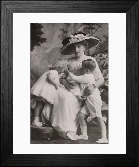 Framed Print : Queen Victoria of Spain with Prince Alfonso, Princess Maria Christina and Princess Beatrice, 1911 Framed Print : Queen Victoria of Spain with Prince Alfonso, Princess Maria Christina and Princess Beatrice, 1911