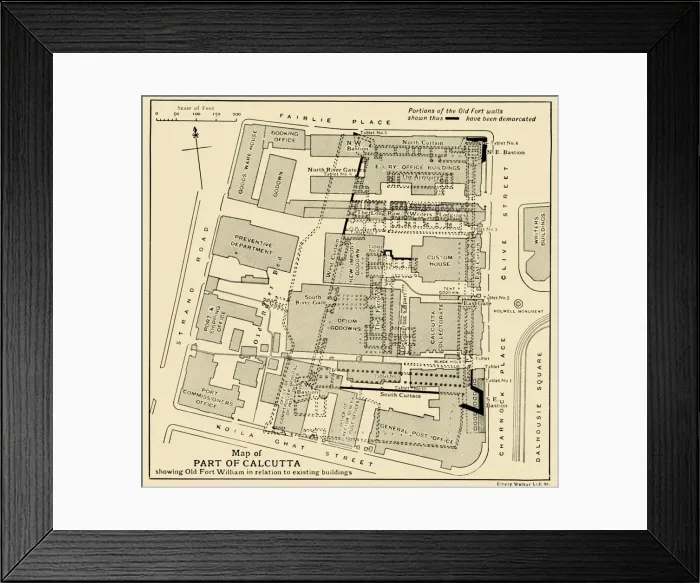 Framed Print : Map of Part of Calcutta showing Old Fort William in relation to existing buildings, 1925 Framed Print : Map of Part of Calcutta showing Old Fort William in relation to existing buildings, 1925