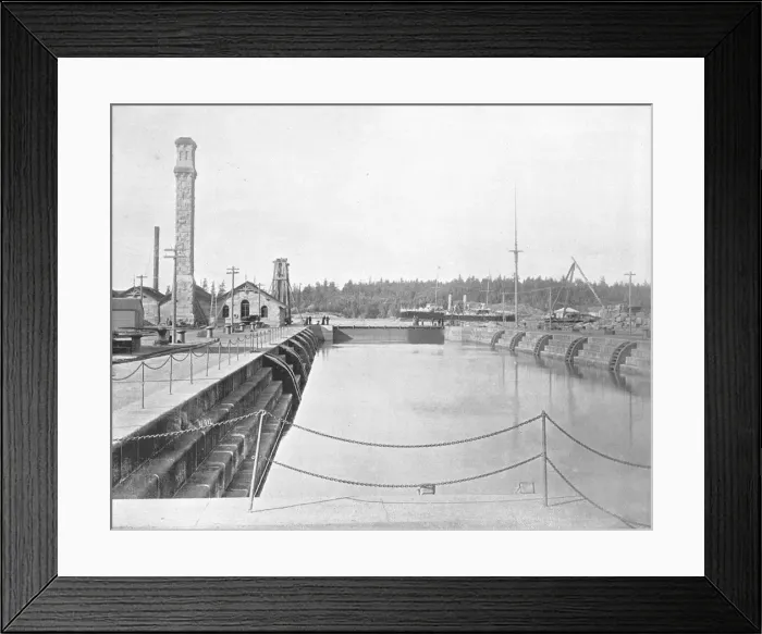 Framed Print : Dry Dock at Esquimalt, British Columbia, Canada, c1900. Creator: Unknown Framed Print : Dry Dock at Esquimalt, British Columbia, Canada, c1900. Creator: Unknown