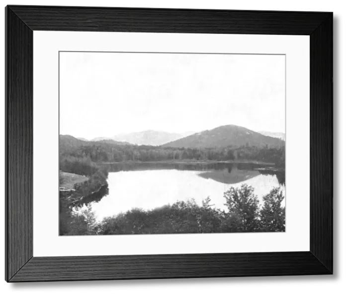 Framed Print : Mirror Lake, Adirondacks, New York State, USA, c1900. Creator: Unknown Framed Print : Mirror Lake, Adirondacks, New York State, USA, c1900. Creator: Unknown