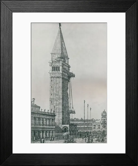 Framed Print : Repairing the Campanile, 1746-1756, (1925). Creator: Canaletto