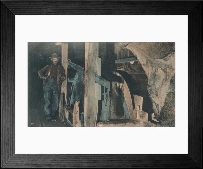 Framed Print : In a Rand Mine - An end Tipler, early 20th century. Creator: Unknown Framed Print : In a Rand Mine - An end Tipler, early 20th century. Creator: Unknown