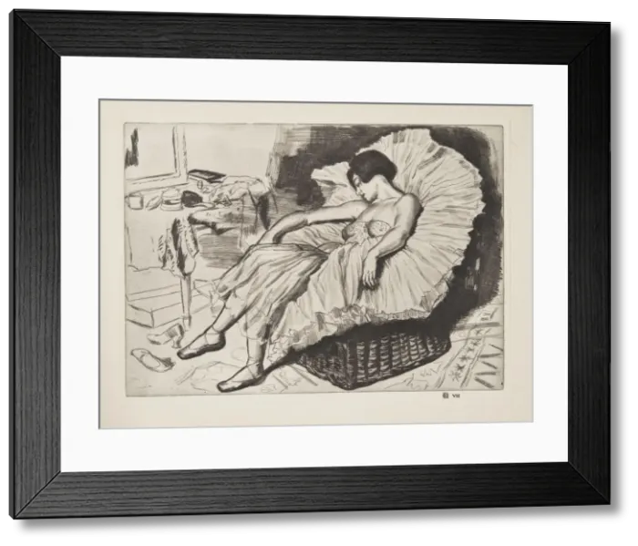 Framed Print : Dancer Sleeping, pub. 1925. Creator: Laura Knight (1877 - 1970) Framed Print : Dancer Sleeping, pub. 1925. Creator: Laura Knight (1877 - 1970)