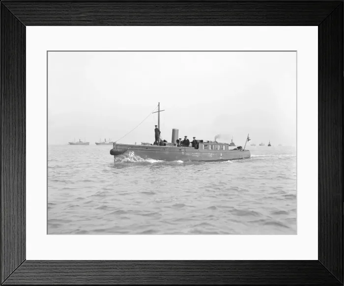 Framed Print : Patrol Boat No. 18 under way, 1914. Creator: Kirk & Sons of Cowes Framed Print : Patrol Boat No. 18 under way, 1914. Creator: Kirk & Sons of Cowes