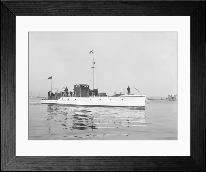 Framed Print : Motor yacht Amo under way, 1921. Creator: Kirk & Sons of Cowes Framed Print : Motor yacht Amo under way, 1921. Creator: Kirk & Sons of Cowes