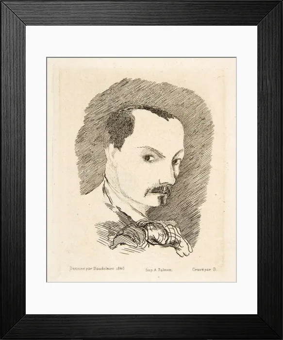 Framed Print : Self Portrait of Charles Baudelaire, pub. 1869. Creator: Charles Pierre Baudelaire (1821 - 1867) Framed Print : Self Portrait of Charles Baudelaire, pub. 1869. Creator: Charles Pierre Baudelaire (1821 - 1867)