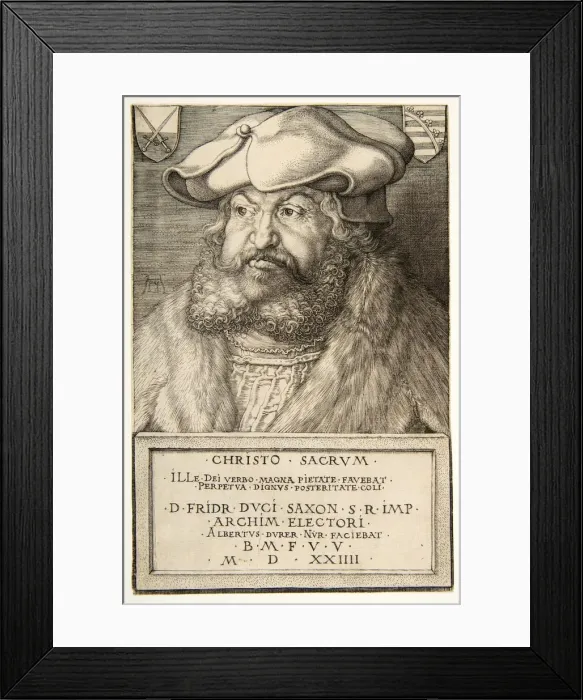 Framed Print : Frederick the Wise, Elector of Saxony, pub. 1524. Creator: Albrecht Durer (1471 - 1528) Framed Print : Frederick the Wise, Elector of Saxony, pub. 1524. Creator: Albrecht Durer (1471 - 1528)