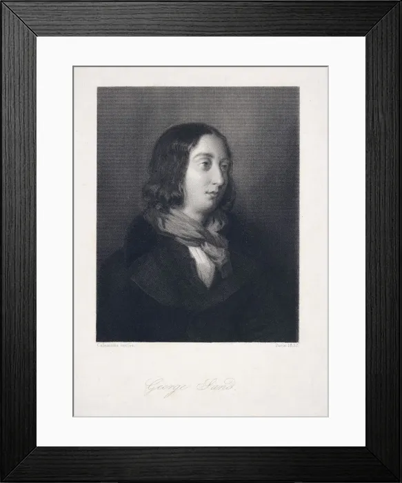 Framed Print : Portrait of George Sand, pub. 1837. Creator: Luigi Calamatta (1802 - 1869) Framed Print : Portrait of George Sand, pub. 1837. Creator: Luigi Calamatta (1802 - 1869)