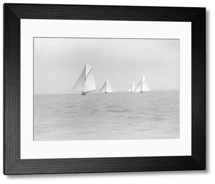 Framed Print : Group of cruisers on Cowes to Weymouth race, 1913. Creator: Kirk & Sons of Cowes Framed Print : Group of cruisers on Cowes to Weymouth race, 1913. Creator: Kirk & Sons of Cowes