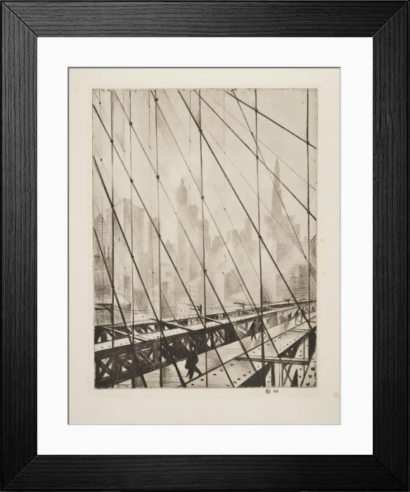 Framed Print : Looking Through Brooklyn Bridge, pub. 1921. Creator: Christopher Richard Wynne Nevinson Framed Print : Looking Through Brooklyn Bridge, pub. 1921. Creator: Christopher Richard Wynne Nevinson