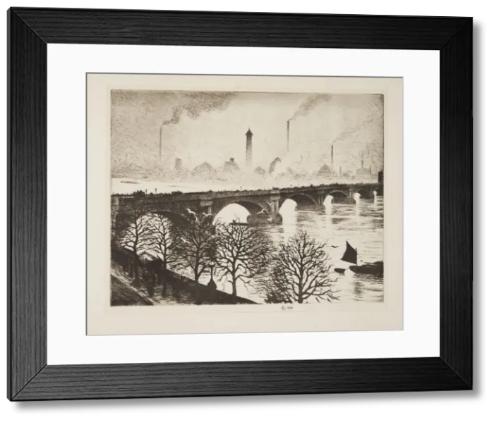 Framed Print : Waterloo Bridge from a Savoy Window, pub. 1925. Creator: Christopher Richard Wynne Nevinson Framed Print : Waterloo Bridge from a Savoy Window, pub. 1925. Creator: Christopher Richard Wynne Nevinson