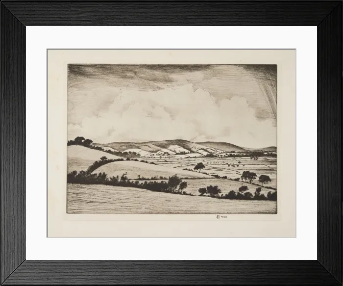 Framed Print : A Valley in the South Downs, pub. 1925. Creator: Christopher Richard Wynne Nevinson 