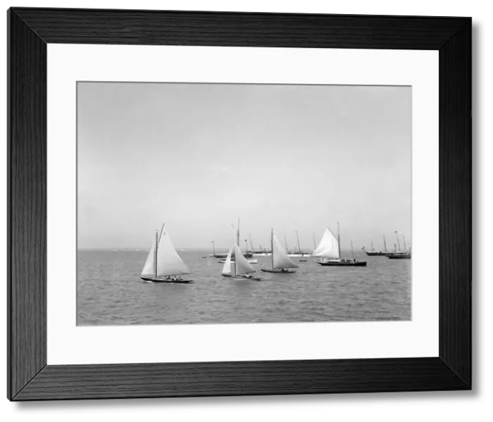 Framed Print : Group of 24 footer yachts racing at Cowes. Creator: Kirk & Sons of Cowes Framed Print : Group of 24 footer yachts racing at Cowes. Creator: Kirk & Sons of Cowes
