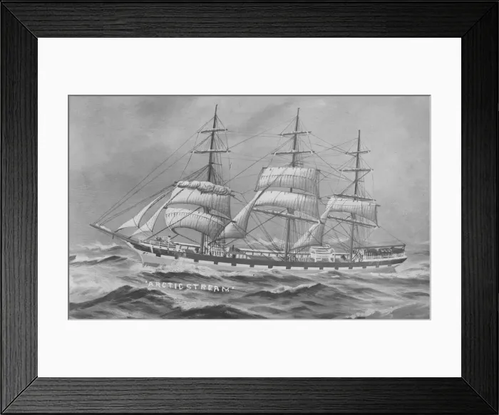 Framed Print : Painting of three masted cargo schooner Arctic Stream. Creator: Kirk & Sons of Cowes Framed Print : Painting of three masted cargo schooner Arctic Stream. Creator: Kirk & Sons of Cowes