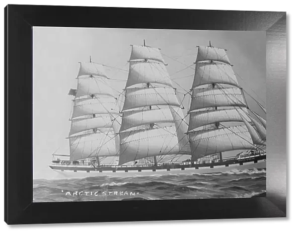Painting of three masted cargo schooner Arctic Stream. Creator: Kirk & Sons of Cowes