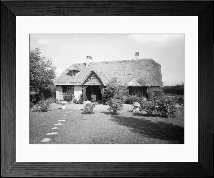 Framed Print : Thatched cottage and garden, c1935. Creator: Kirk & Sons of Cowes Framed Print : Thatched cottage and garden, c1935. Creator: Kirk & Sons of Cowes
