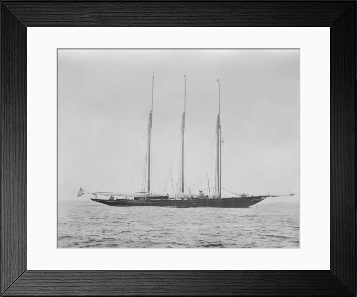 Framed Print : Three masted schooner at anchor. Creator: Kirk & Sons of Cowes Framed Print : Three masted schooner at anchor. Creator: Kirk & Sons of Cowes
