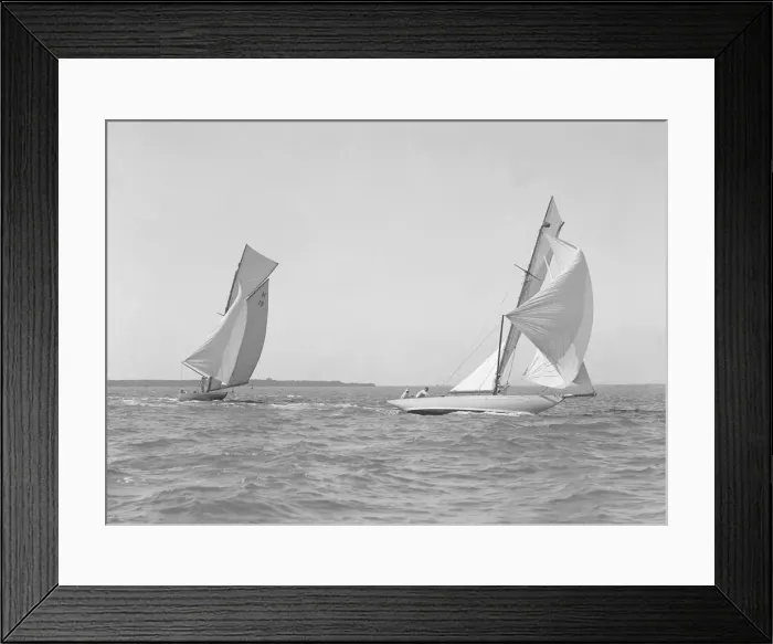 Framed Print : The 8 Metre Antwerpia (H19) and Windflower (H3) racing under spinnaker, 1911 Framed Print : The 8 Metre Antwerpia (H19) and Windflower (H3) racing under spinnaker, 1911
