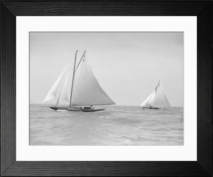 Framed Print : The 8 Metre Termagent (H9) racing Windflower (H3), 1911. Creator: Kirk & Sons of Cowes Framed Print : The 8 Metre Termagent (H9) racing Windflower (H3), 1911. Creator: Kirk & Sons of Cowes
