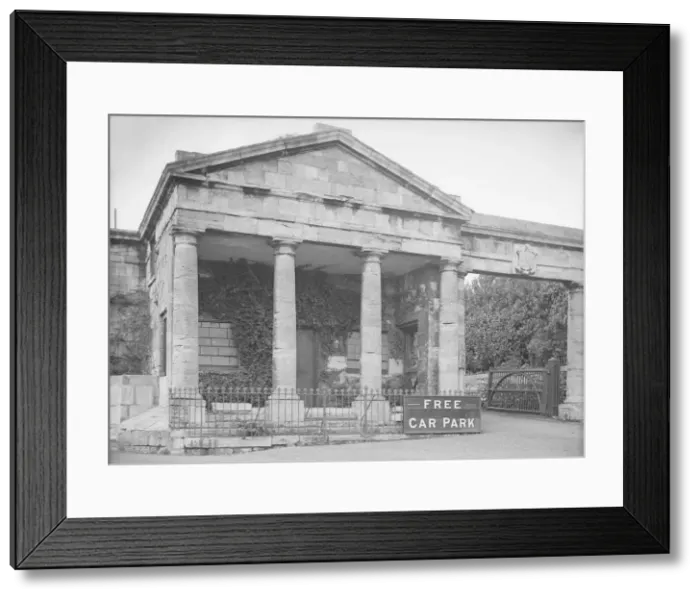 Framed Print : Neoclassical facade with Free Car Park sign, c1935. Creator: Kirk & Sons of Cowes Framed Print : Neoclassical facade with Free Car Park sign, c1935. Creator: Kirk & Sons of Cowes