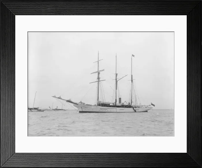 Framed Print : Unknown barquentine at anchor. Creator: Kirk & Sons of Cowes Framed Print : Unknown barquentine at anchor. Creator: Kirk & Sons of Cowes