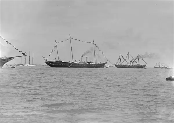 HMY Victoria and Albert and the Russian Imperial Yacht Standart at Cowes, 1909