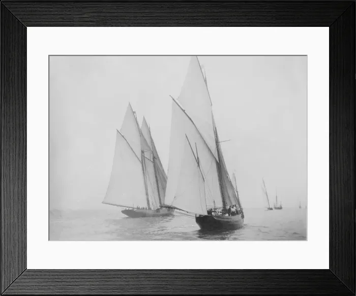 Framed Print : Unknown yawl and schooner under sail. Creator: Kirk & Sons of Cowes