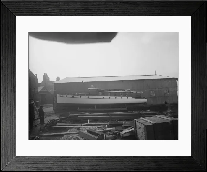 Framed Print : Motor yacht W. G. S. P on slipway at boatyard, 1913. Creator: Kirk & Sons of Cowes Framed Print : Motor yacht W. G. S. P on slipway at boatyard, 1913. Creator: Kirk & Sons of Cowes