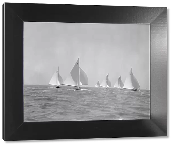 Stern view of W Class boats racing downwind, 1933. Creator: Kirk & Sons of Cowes