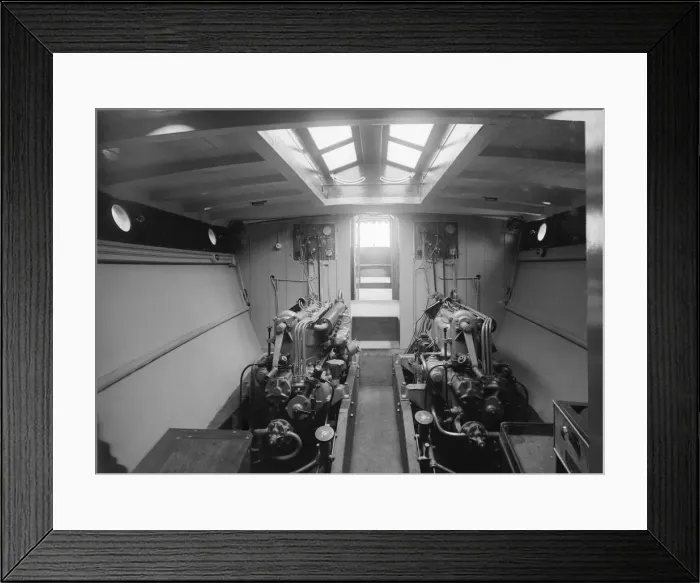 Framed Print : Engine room on cabin cruiser D. G. S. P. 1913. Creator: Kirk & Sons of Cowes Framed Print : Engine room on cabin cruiser D. G. S. P. 1913. Creator: Kirk & Sons of Cowes