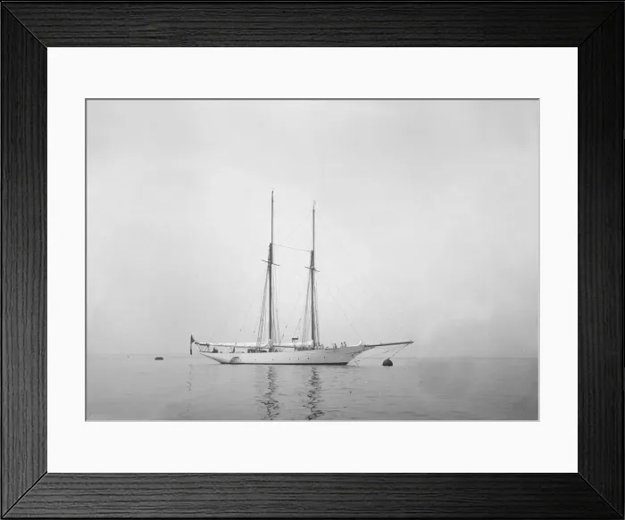 Framed Print : Schooner at anchor. Creator: Kirk & Sons of Cowes Framed Print : Schooner at anchor. Creator: Kirk & Sons of Cowes
