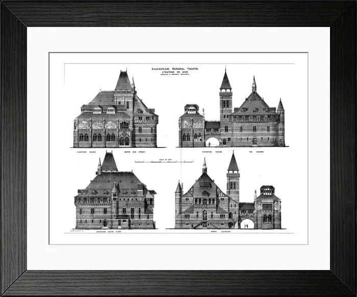 Framed Print : Shakespeare Memorial Theatre, Stratford on Avon, 1876. Creator: Maurice and Adams Framed Print : Shakespeare Memorial Theatre, Stratford on Avon, 1876. Creator: Maurice and Adams
