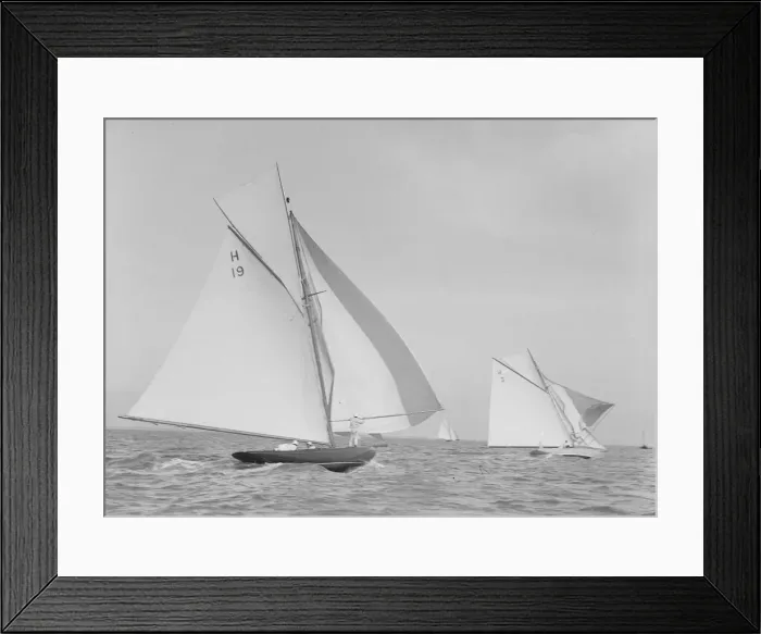 Framed Print : The 8 Metre Antwerpia (H19) and Windflower (H3) racing under spinnaker, 1911 Framed Print : The 8 Metre Antwerpia (H19) and Windflower (H3) racing under spinnaker, 1911