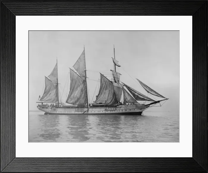 Framed Print : The steam yacht Wanderer (later named Vagus ) hoisting sails Framed Print : The steam yacht Wanderer (later named Vagus ) hoisting sails