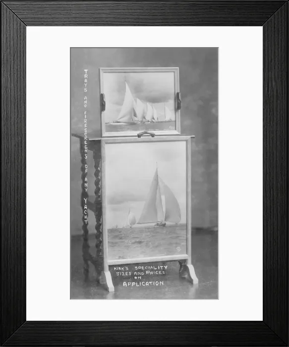 Framed Print : Trays and firescreens of any yacht: Kirks speciality sizes and prices on application Framed Print : Trays and firescreens of any yacht: Kirks speciality sizes and prices on application
