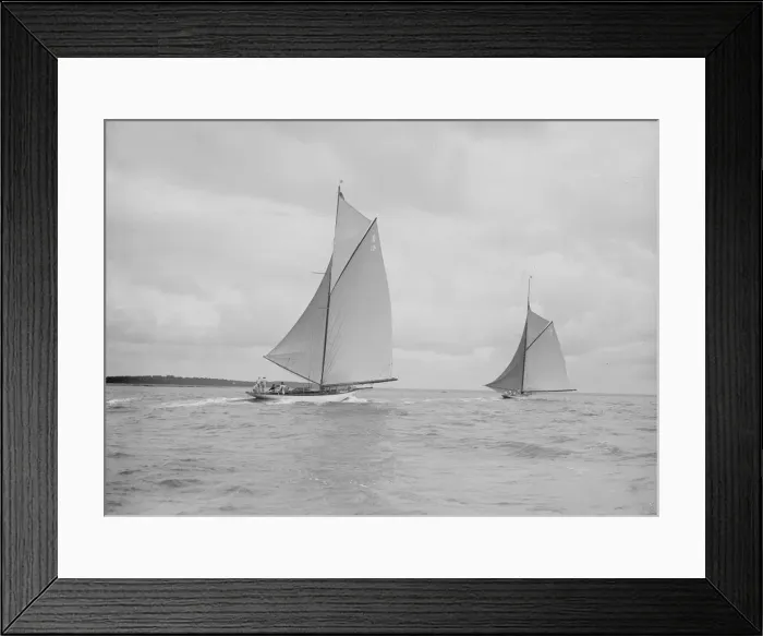 Framed Print : The racing cutters The Lady Anne and Istria running downwind, 1912. Creator Framed Print : The racing cutters The Lady Anne and Istria running downwind, 1912. Creator