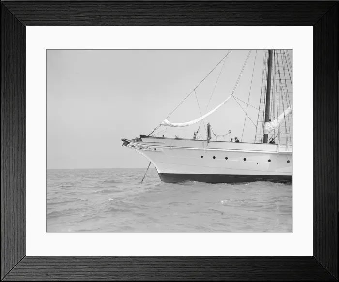 Framed Print : Clementinas Bow showing collision damage and loss of bowsprit, 1913 Framed Print : Clementinas Bow showing collision damage and loss of bowsprit, 1913