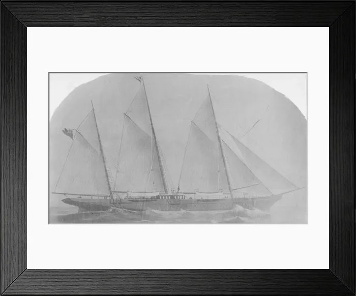 Framed Print : Unknown artwork showing a three mast schooner. Creator: Kirk & Sons of Cowes Framed Print : Unknown artwork showing a three mast schooner. Creator: Kirk & Sons of Cowes