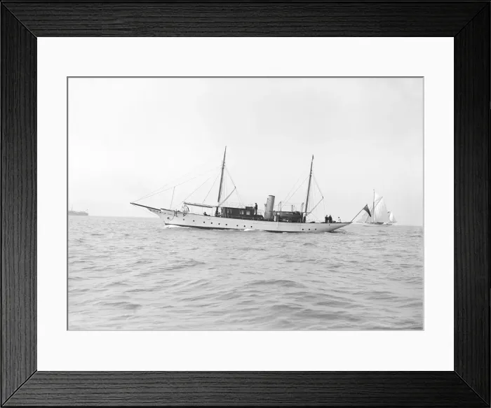 Framed Print : Steam yacht Cysne under way, 1913. Creator: Kirk & Sons of Cowes Framed Print : Steam yacht Cysne under way, 1913. Creator: Kirk & Sons of Cowes
