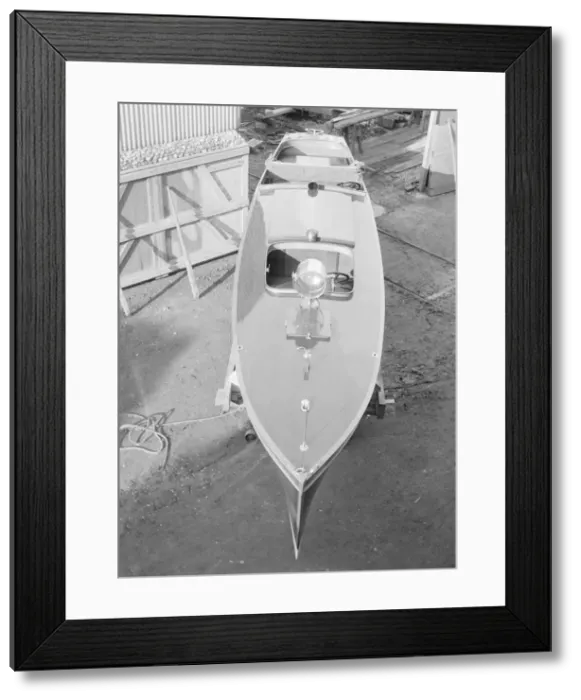 Framed Print : Motor launch in boatyard, 1913. Creator: Kirk & Sons of Cowes Framed Print : Motor launch in boatyard, 1913. Creator: Kirk & Sons of Cowes