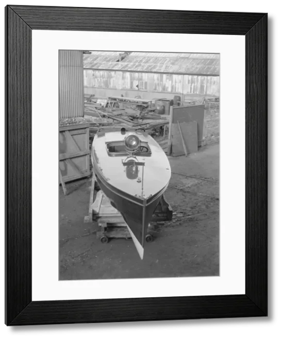Framed Print : Motor launch in boatyard, 1913. Creator: Kirk & Sons of Cowes Framed Print : Motor launch in boatyard, 1913. Creator: Kirk & Sons of Cowes