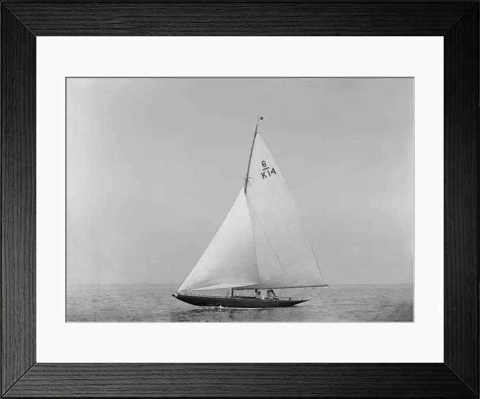 Framed Print : The 6 Metre sailing yacht Margaret (K14) sailing close-hauled, 1921. Creator Framed Print : The 6 Metre sailing yacht Margaret (K14) sailing close-hauled, 1921. Creator