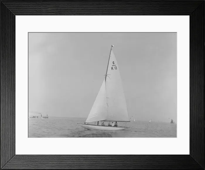 Framed Print : The 6 Metre Flya (K13) sailing close-hauled, 1921. Creator: Kirk & Sons of Cowes Framed Print : The 6 Metre Flya (K13) sailing close-hauled, 1921. Creator: Kirk & Sons of Cowes