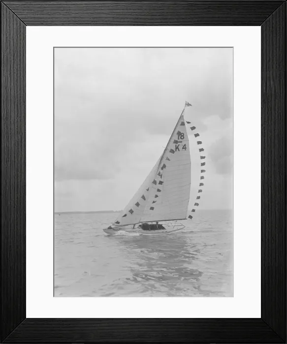 Framed Print : Saling yacht Asphodel (K5) with prize flags, 1922. Creator: Kirk & Sons of Cowes Framed Print : Saling yacht Asphodel (K5) with prize flags, 1922. Creator: Kirk & Sons of Cowes
