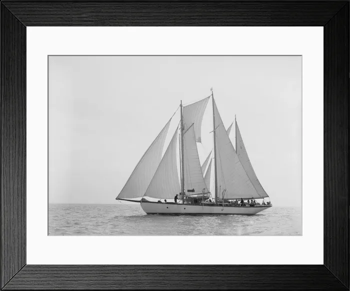 Framed Print : Unknown schooner under sail, 1938. Creator: Kirk & Sons of Cowes
