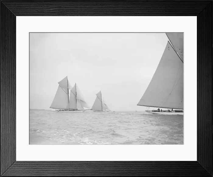 Framed Print : The schooner Germania and cutter White Heather, 1913. Creator: Kirk & Sons of Cowes Framed Print : The schooner Germania and cutter White Heather, 1913. Creator: Kirk & Sons of Cowes