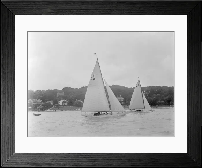 Framed Print : The 6 Metre Class yachts Oui-Oui (D15) and Gairney racing, 1922. Creator Framed Print : The 6 Metre Class yachts Oui-Oui (D15) and Gairney racing, 1922. Creator