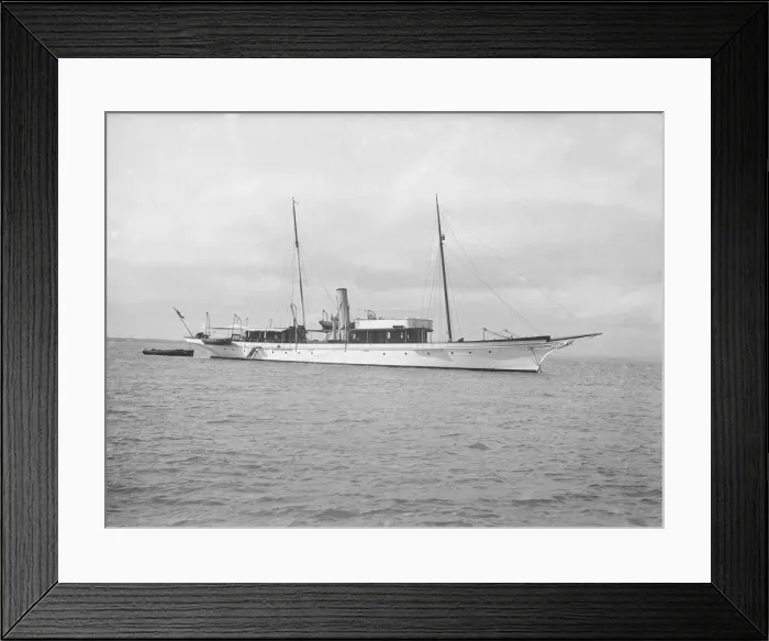 Framed Print : Steam yacht Cressida at anchor, 1914. Creator: Kirk & Sons of Cowes Framed Print : Steam yacht Cressida at anchor, 1914. Creator: Kirk & Sons of Cowes