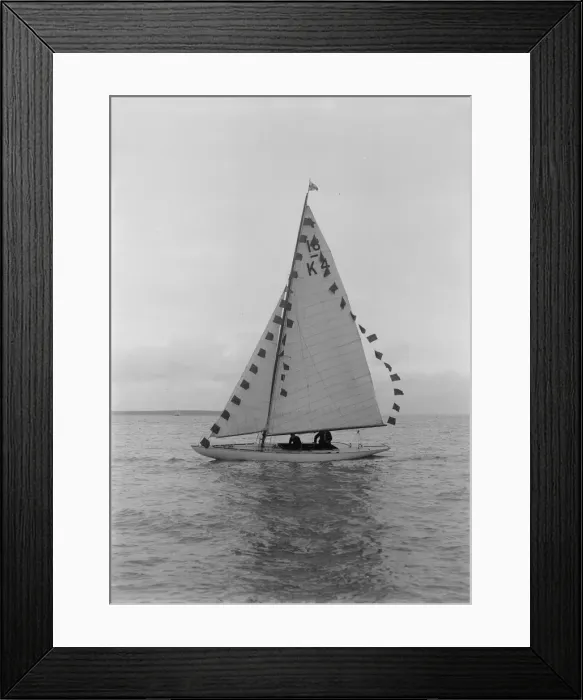 Framed Print : Saling yacht Asphodel (K5) with prize flags, 1922. Creator: Kirk & Sons of Cowes Framed Print : Saling yacht Asphodel (K5) with prize flags, 1922. Creator: Kirk & Sons of Cowes